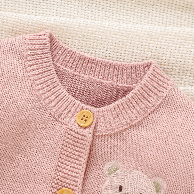 Soft Knitted Baby Cardigan with Bear Design Mimixiong
