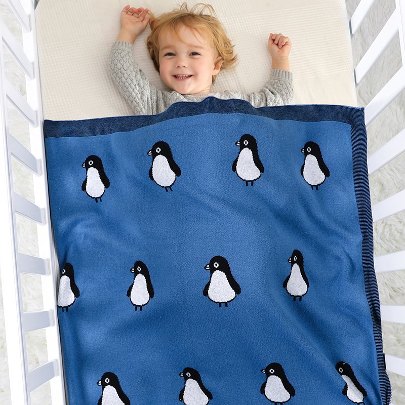 Wholesale 100% Cotton Baby Penguin Pattern Blanket Mimixiong