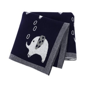 Mimixiong Baby Knitted Blankets 100% Cotton Cute Cartoon Elephant Bebes Stroller Swaddle Wrap Infant Receiving Towel Blankets
