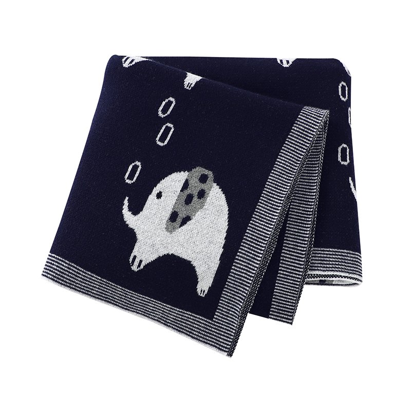 Mimixiong Baby Knitted Blankets 100% Cotton Cute Cartoon Elephant Bebes Stroller Swaddle Wrap Infant Receiving Towel Blankets
