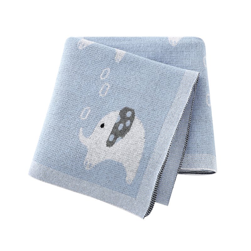 Mimixiong Baby Knitted Blankets 100% Cotton Cute Cartoon Elephant Bebes Stroller Swaddle Wrap Infant Receiving Towel Blankets