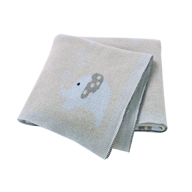 Mimixiong Baby Knitted Blankets 100% Cotton Cute Cartoon Elephant Bebes Stroller Swaddle Wrap Infant Receiving Towel Blankets