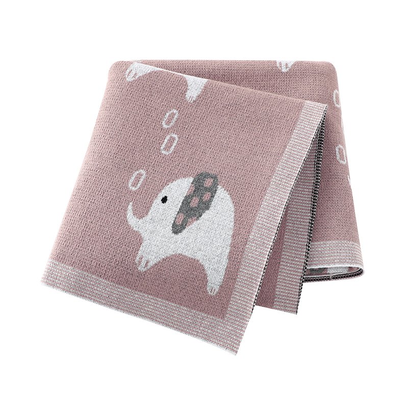 Mimixiong Baby Knitted Blankets 100% Cotton Cute Cartoon Elephant Bebes Stroller Swaddle Wrap Infant Receiving Towel Blankets
