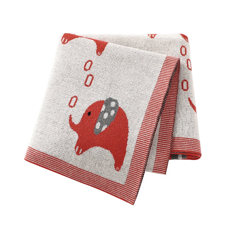 Mimixiong Baby Knitted Blankets 100% Cotton Cute Cartoon Elephant Bebes Stroller Swaddle Wrap Infant Receiving Towel Blankets