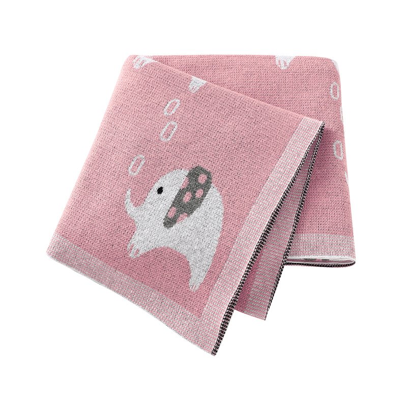 Mimixiong Baby Knitted Blankets 100% Cotton Cute Cartoon Elephant Bebes Stroller Swaddle Wrap Infant Receiving Towel Blankets
