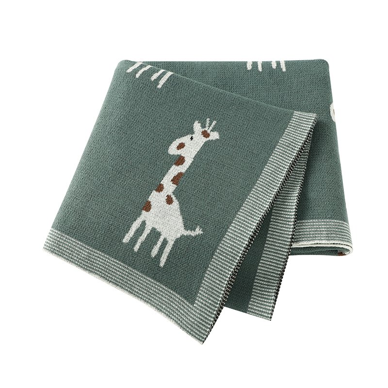 Hot Sale Giraffe Pattern Knit Newborn Baby Blanket Mimixiong