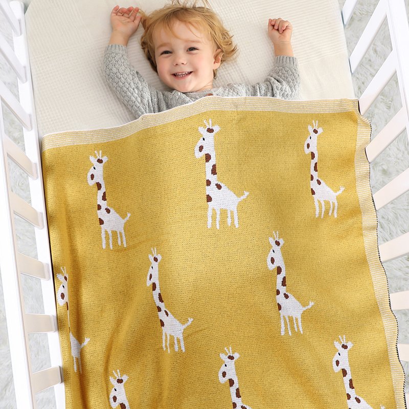 Hot Sale Giraffe Pattern Knit Newborn Baby Blanket Mimixiong