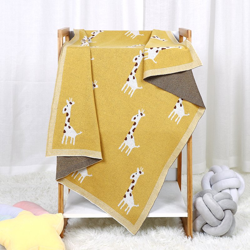 Hot Sale Giraffe Pattern Knit Newborn Baby Blanket Mimixiong