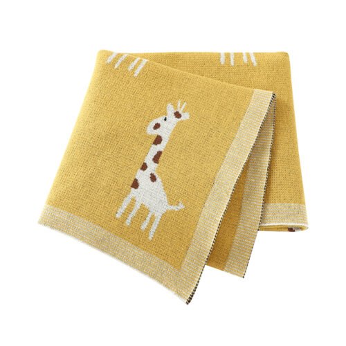 Hot Sale Giraffe Pattern Knit Newborn Baby Blanket Mimixiong