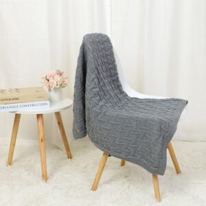 Baby Knitted Solid Color Striped Baby Bedding Blanket Mimixiong