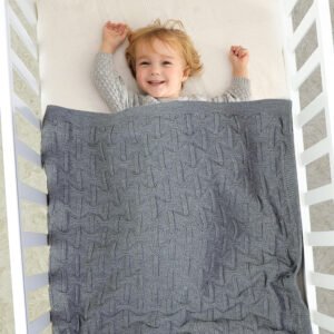 Baby Knitted Solid Color Striped Baby Bedding Blanket Mimixiong