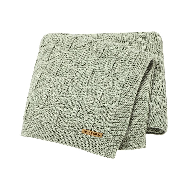Baby Knitted Solid Color Striped Baby Bedding Blanket Mimixiong