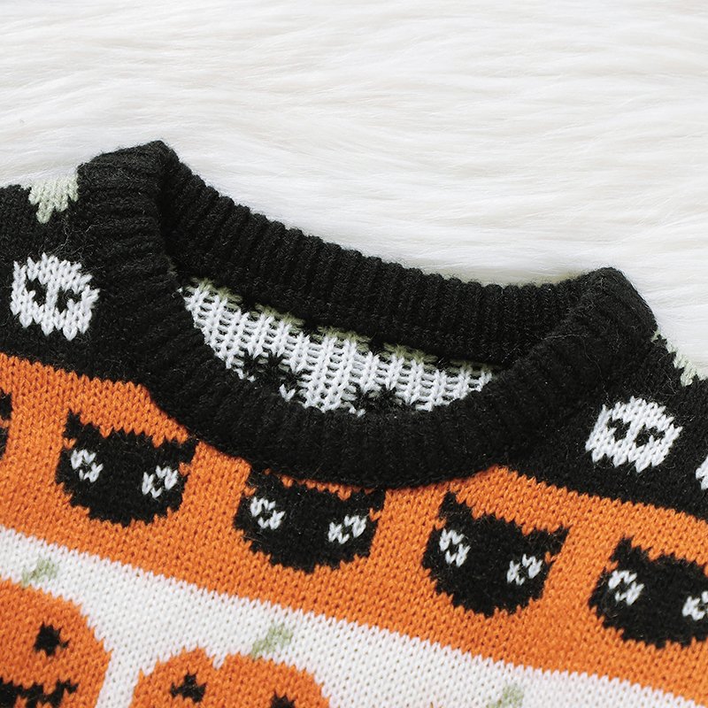 Halloween Pumpkin Design Kids Baby Knitted Sweater Mimixiong