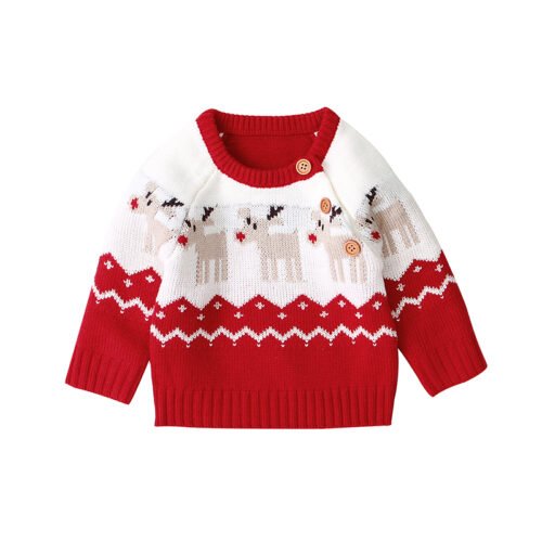 Custom Knitted Baby Sweater Christmas Cartoon Cardigan Mimixiong