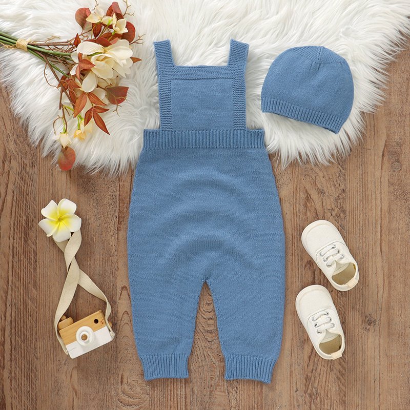 Baby Pocket Overalls & Hat Set Mimixiong