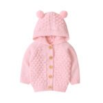 Hot Sale Babies Knitwear Hooded Pom Pom Cardigan Mimixiong