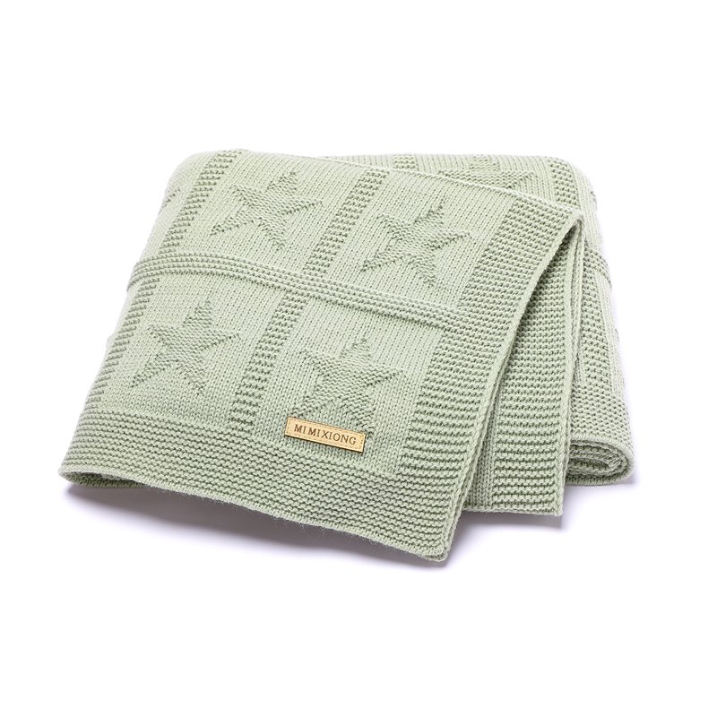 Star Patterned Solid Knitted Baby Blanket Mimixiong