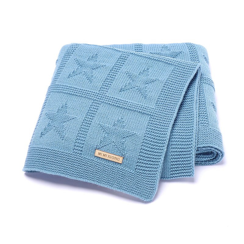 Star Patterned Solid Knitted Baby Blanket Mimixiong