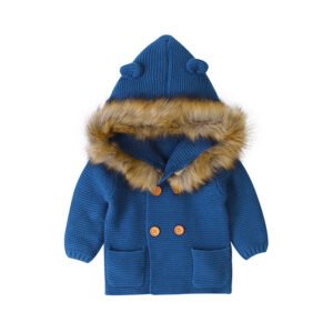 Fast Shipping Mimixong Newborn Sweaters Clothes Solid Color Kids Knitted Hooded Cardigan Clothing Sweaters Coats