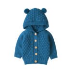 Hot Sale Babies Knitwear Hooded Pom Pom Cardigan Mimixiong