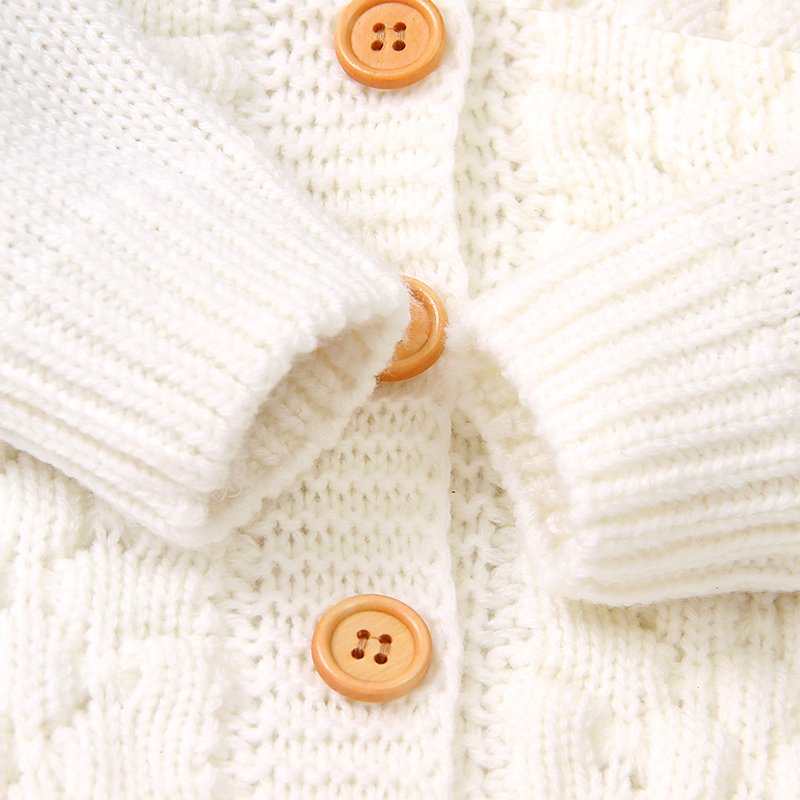 Hot Sale Babies Knitwear Hooded Pom Pom Cardigan Mimixiong