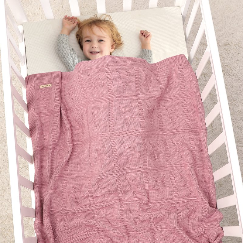 Star Patterned Solid Knitted Baby Blanket Mimixiong