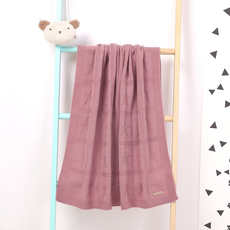 Star Patterned Solid Knitted Baby Blanket Mimixiong