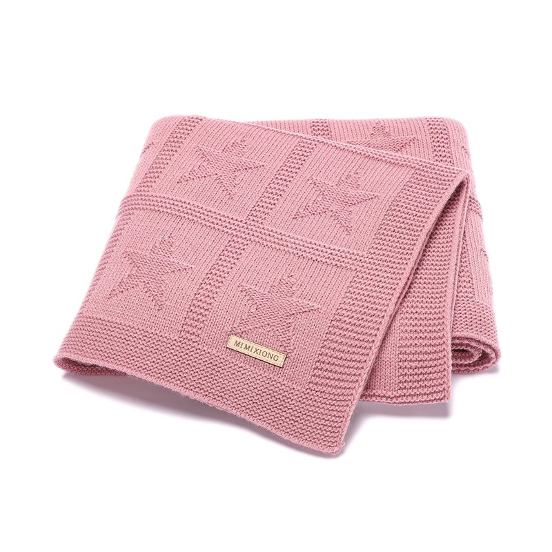 Star Patterned Solid Knitted Baby Blanket Mimixiong