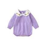 Wholesale Winter Knitted Embroidery Newborn Toddlers Jumpsuit Baby Girls Rompers Sweaters Clothes