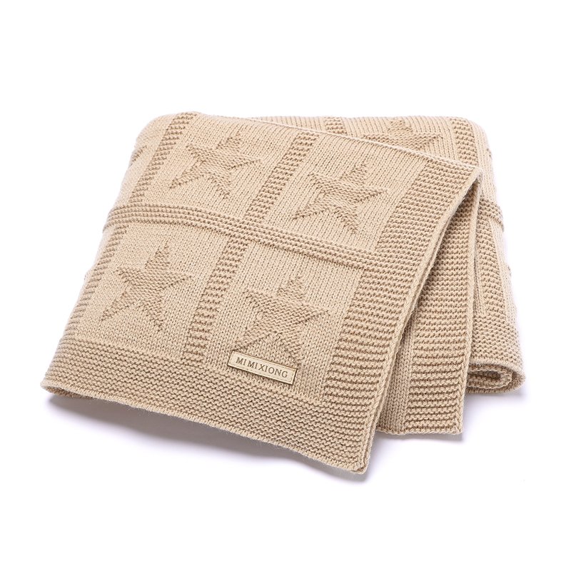 Star Patterned Solid Knitted Baby Blanket Mimixiong