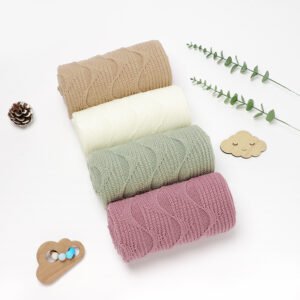 Knit Stroller Solid Yarn Swaddle Towel Blanket Mimixiong