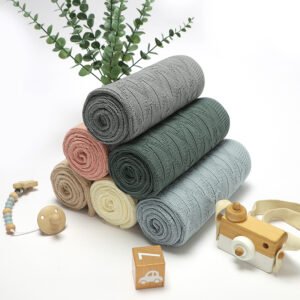 Cotton Plain Color Baby Knitted Swaddle Blanket Mimixiong