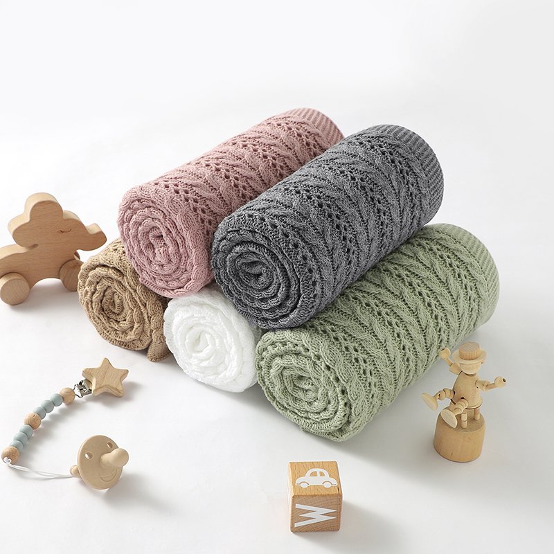 Hollow Out Newborn Solid Baby Bedding Blanket Mimixiong