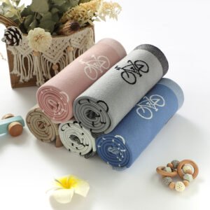 Bicycle Print Baby Soft Baby Swaddle Muslin Blankets Mimixiong