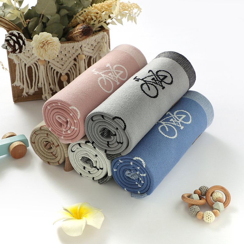 Bicycle Print Baby Soft Baby Swaddle Muslin Blankets Mimixiong