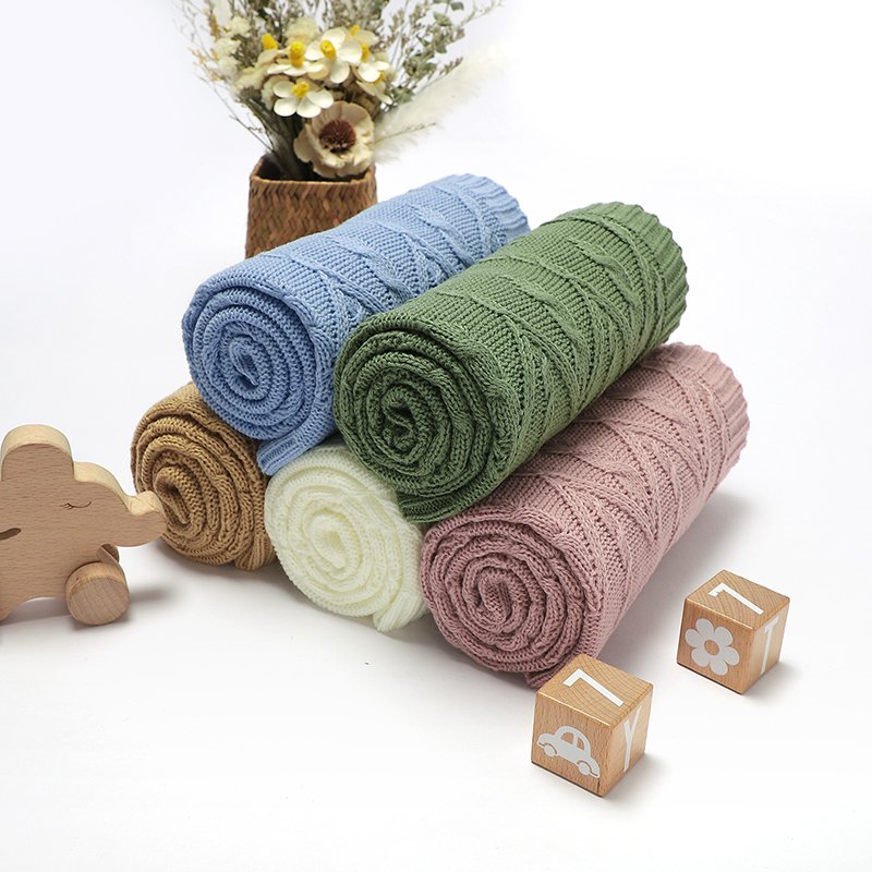 Fast Shipping Knitted Baby Swaddle Throw Blanket Mimixiong