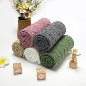 Solid Design Boutique Knit Infant Custom Baby Blanket Mimixiong