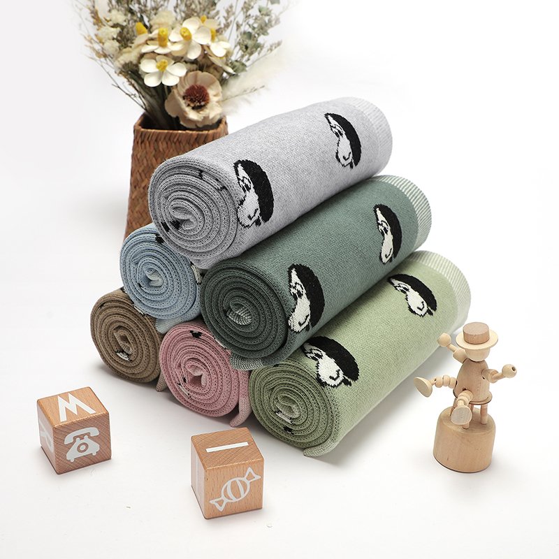 Cotton Cute Dog Pattern Knitted  Baby Blanket Mimixiong