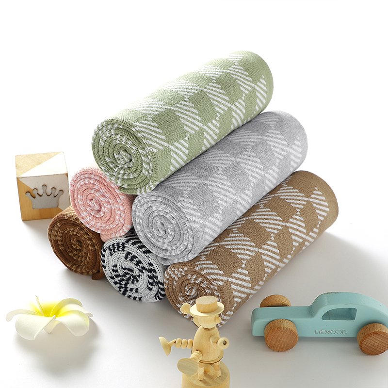 Lattice Pattern Toddler Baby Knitted Swaddle Blanket Mimixiong
