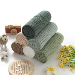Cotton Solid Color Hollow Knitted Baby Swaddle Blanket Mimixiong