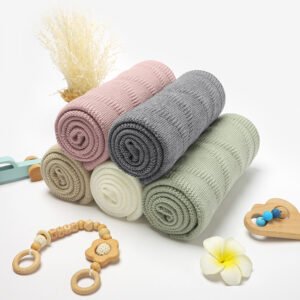 Knitted Newborn Stroller Wrap Swaddle Blankets Mimixiong