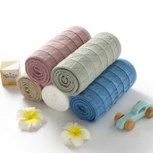 Wholesale Mimixiong Super Soft Baby Blanket Solid Color Knitted Baby Stroller Covers New Born Gift