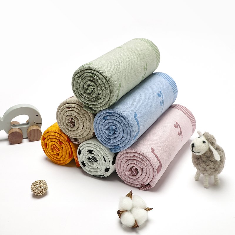 Knitted Musical Note Patterned  Baby Blankets Mimixiong
