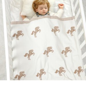 New Material Horse Pattern Baby Blankets Customizable Knitted Mimixiong