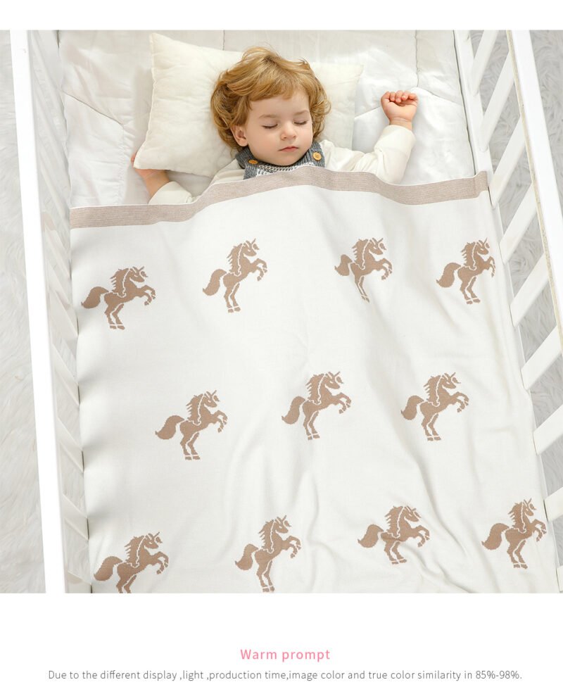 New Material Horse Pattern Baby Blankets Customizable Knitted Mimixiong