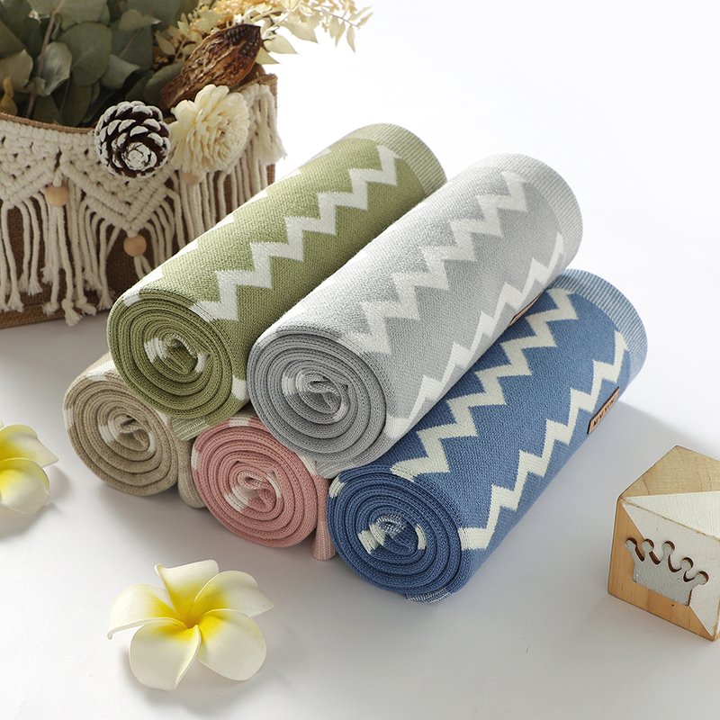Wavy Stripes Mantas  Newborn Baby Knitted Blanket Mimixiong