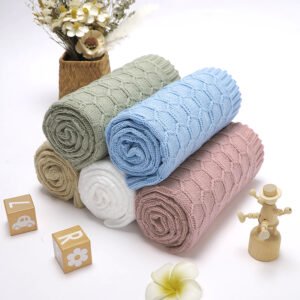 Solid Knit 100% Acrylic Newborn Baby Blanket Mimixiong