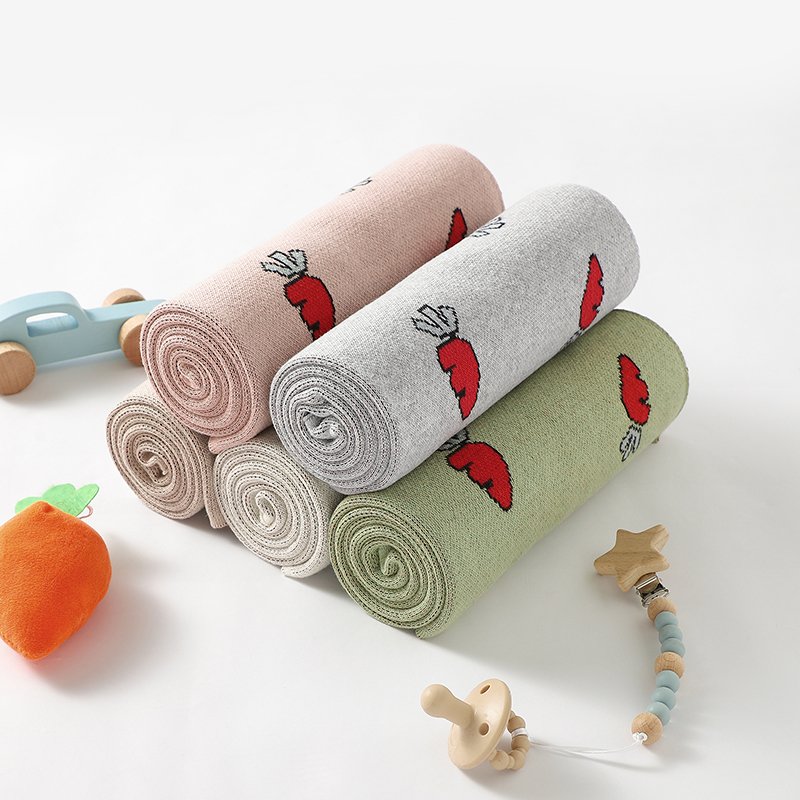 Jacquard Carrot Baby Cotton  Blanket Wraps Mimixiong