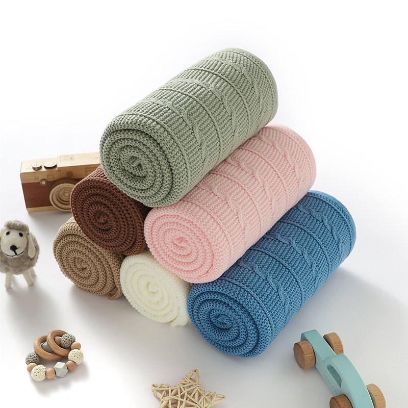 Baby Crochet Knitted Bedding Cover Warm Swaddle Towel Blanket Mimixiong