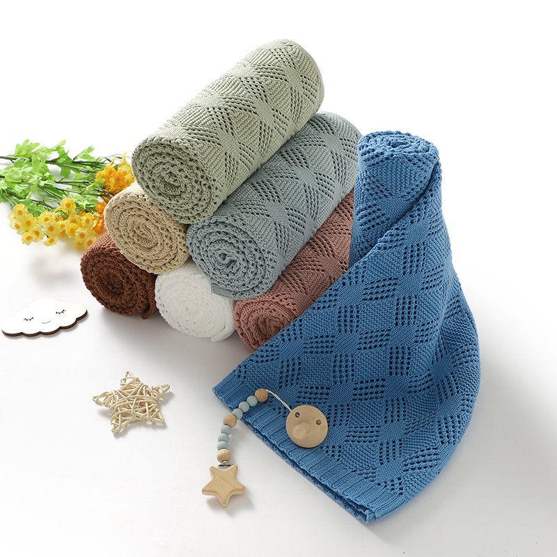 High Quality Baby Knitted Blanket Solid Color Mimixiong